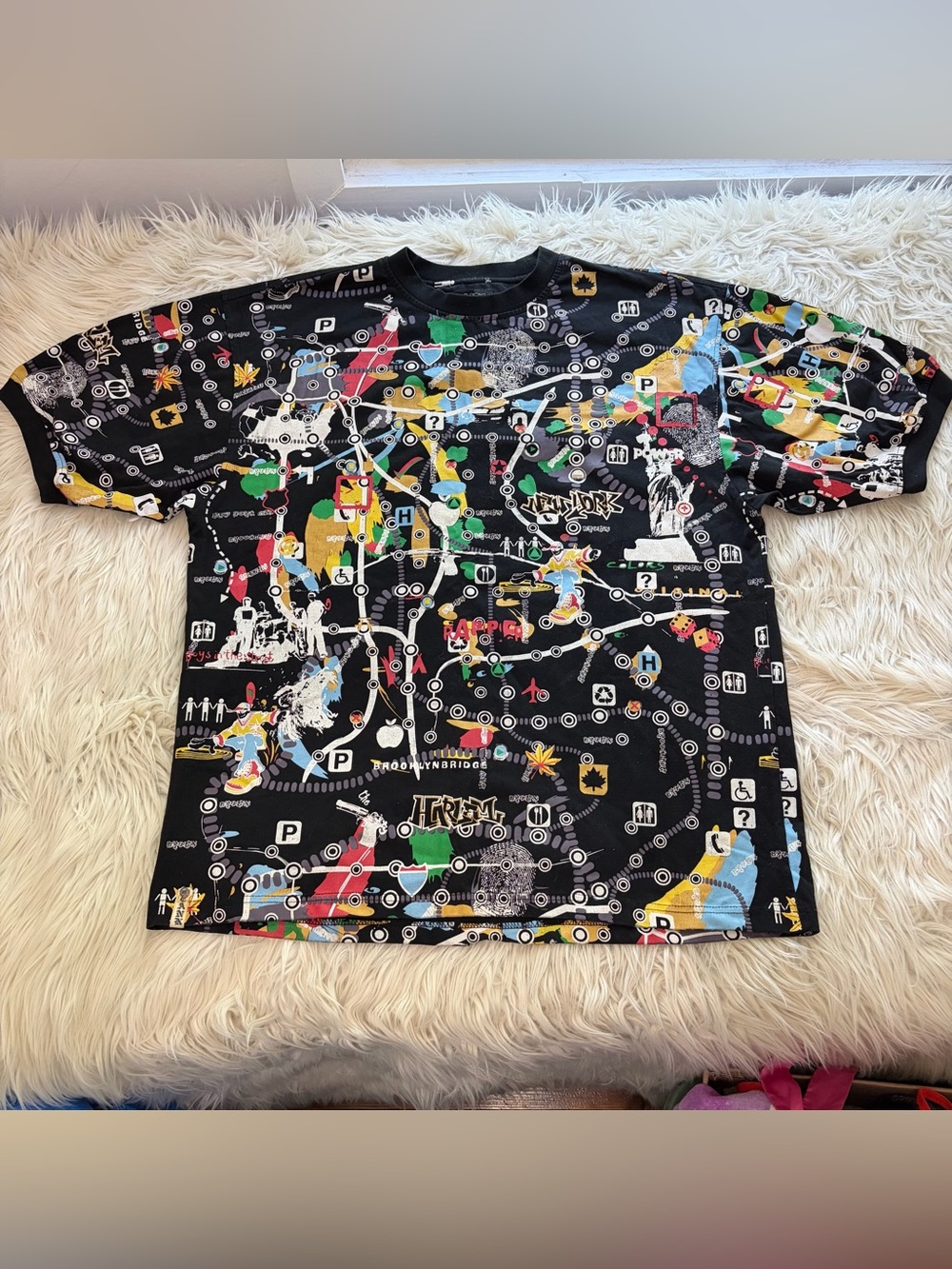 Vintage Y2K Tank NYC Subway Map AOP T Shirt Size 2XL Harlem Skater Streetwear